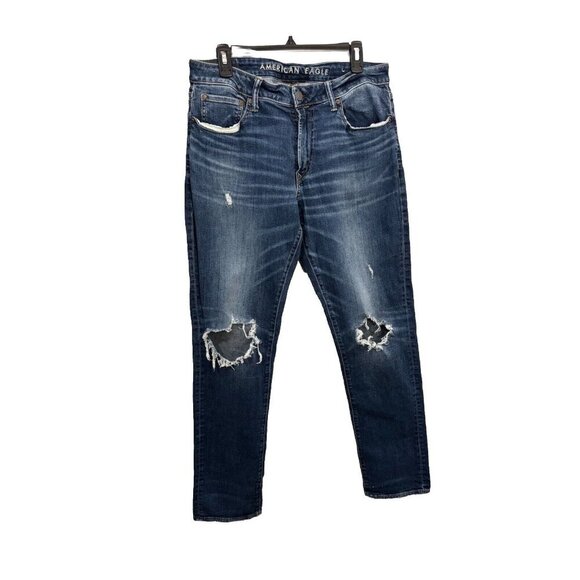 American Eagle Next Level Airflex Skinny Jeans Distressed Men Slim 34/34 - Picture 1 of 13